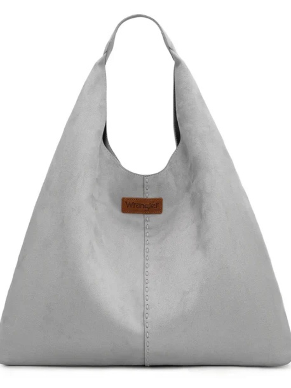 Wrangler Light Gray Slouch Hobo with Leather Logo Patch